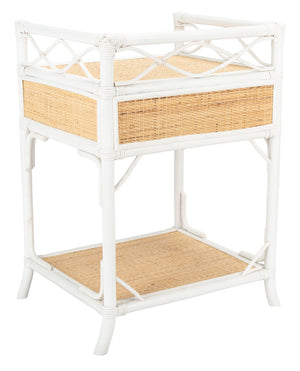 Safavieh Rumi Elegant Nightstand With Drawer And Shelf – Chic Coastal Design For Stylish Bedroom Storage Solutions White/Natural NST4004B