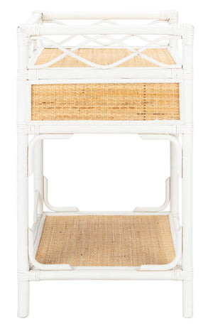 Safavieh Rumi Elegant Nightstand With Drawer And Shelf – Chic Coastal Design For Stylish Bedroom Storage Solutions White/Natural NST4004B