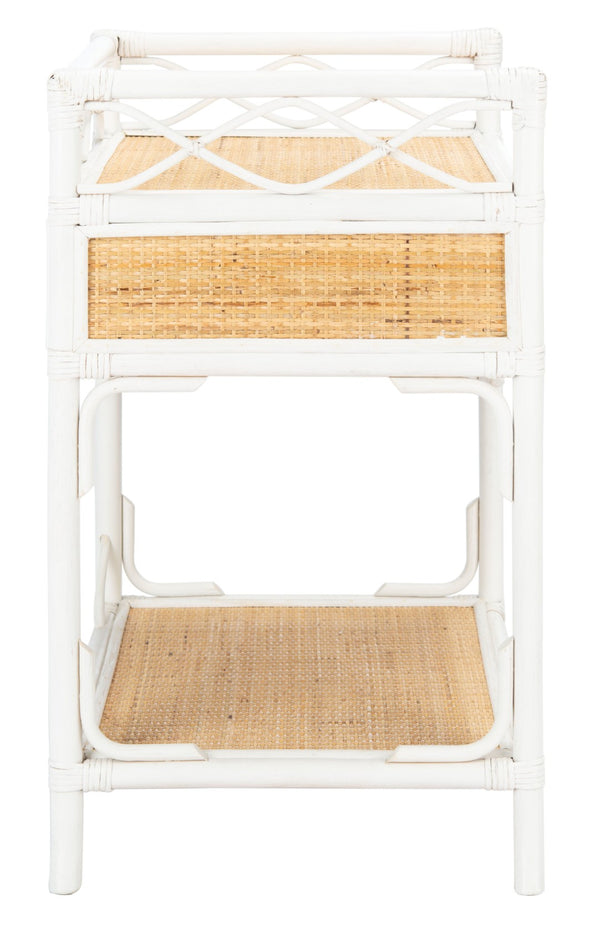 Safavieh Rumi Elegant Nightstand With Drawer And Shelf – Chic Coastal Design For Stylish Bedroom Storage Solutions White/Natural NST4004B