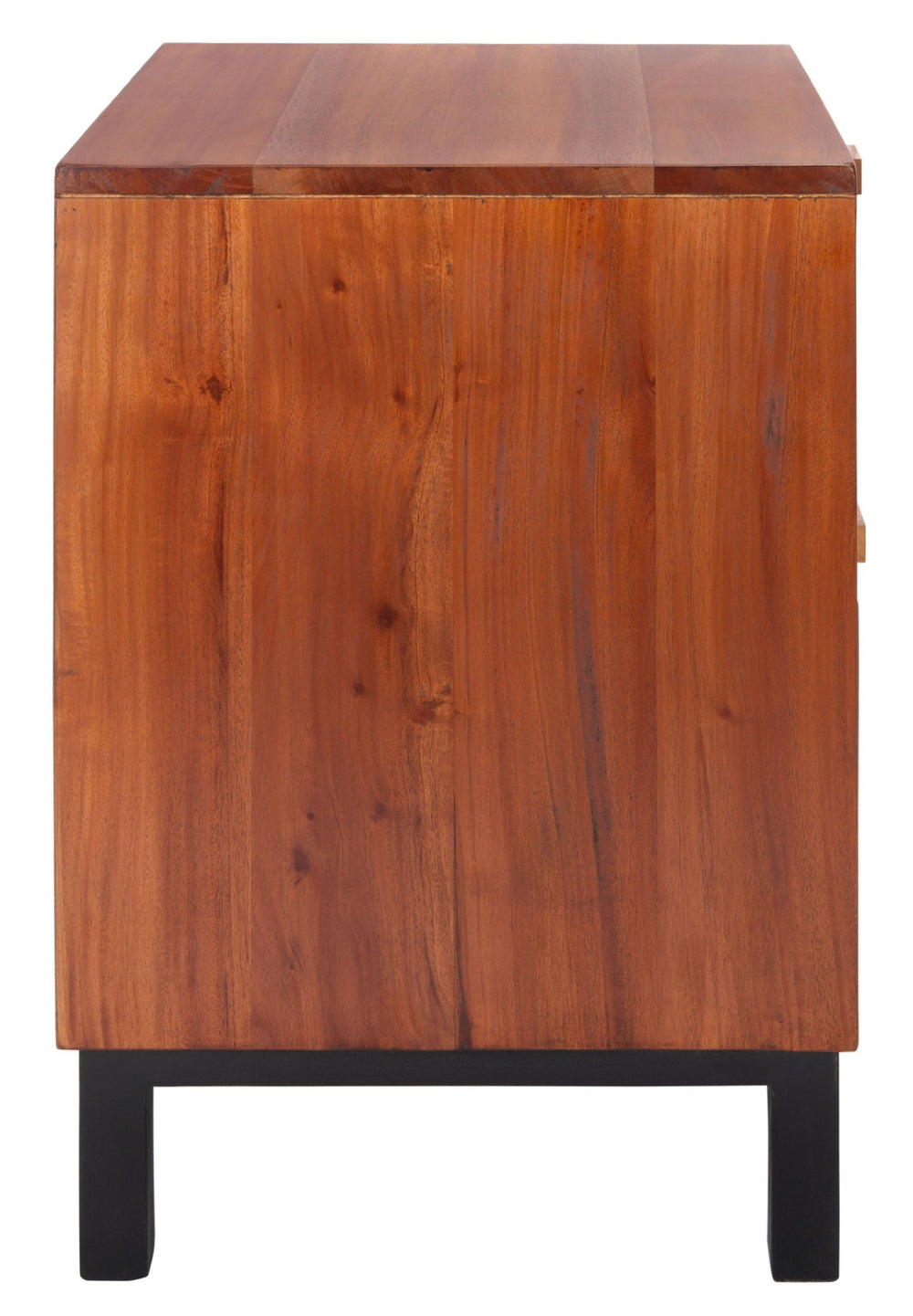 Safavieh Erica Coastal-Inspired Two-Drawer Nightstand With Elegant Rattan Details And Modern Black Legs Natural/Black NST4006A