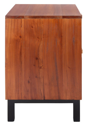 Safavieh Erica Coastal-Inspired Two-Drawer Nightstand With Elegant Rattan Details And Modern Black Legs Natural/Black NST4006A