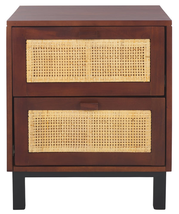 Safavieh Erica 2 Drawer Nightstand – Dark Natural Elegance With Spacious Storage For A Clutter-free Bedroom Dark Natural ,Natural Carb P2 Plywood,Weaving Nst4006d