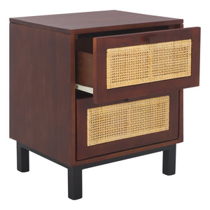 Safavieh Erica 2 Drawer Nightstand – Dark Natural Elegance With Spacious Storage For A Clutter-free Bedroom Dark Natural ,Natural Carb P2 Plywood,Weaving Nst4006d