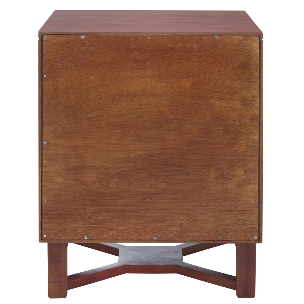 Safavieh Hedwig 2 Drawer Nightstand - Dark Natural & Natural Finish For Modern Bedroom Elegance & Storage Dark Natural ,Natural Carb P2 Plywood,Weaving Nst4007e