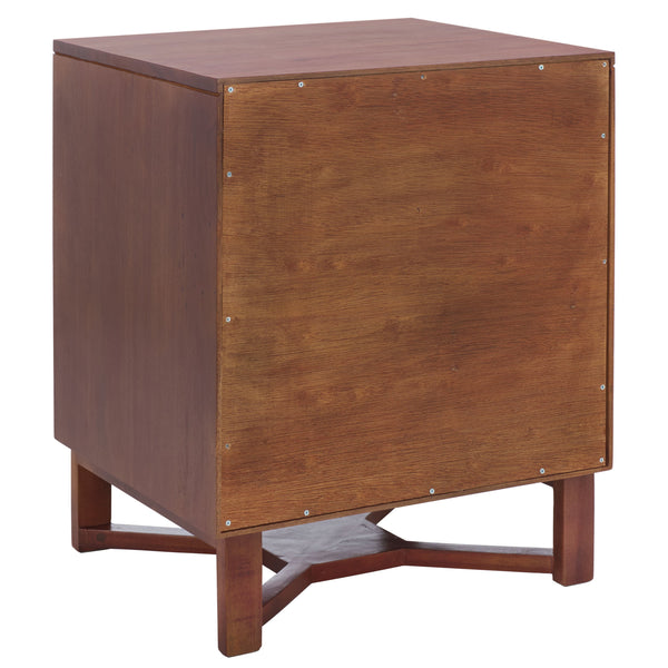 Safavieh Hedwig 2 Drawer Nightstand - Dark Natural & Natural Finish For Modern Bedroom Elegance & Storage Dark Natural ,Natural Carb P2 Plywood,Weaving Nst4007e