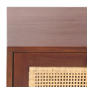 Safavieh Hedwig 2 Drawer Nightstand - Dark Natural & Natural Finish For Modern Bedroom Elegance & Storage Dark Natural ,Natural Carb P2 Plywood,Weaving Nst4007e