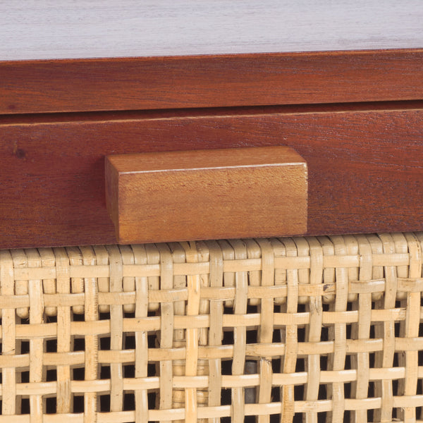 Safavieh Hedwig 2 Drawer Nightstand - Dark Natural & Natural Finish For Modern Bedroom Elegance & Storage Dark Natural ,Natural Carb P2 Plywood,Weaving Nst4007e