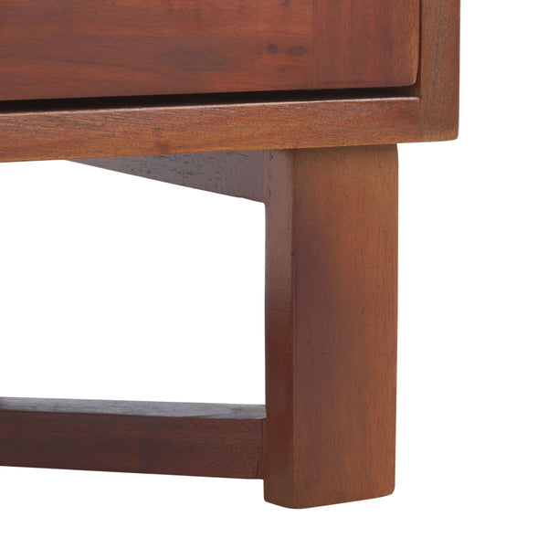 Safavieh Hedwig 2 Drawer Nightstand - Dark Natural & Natural Finish For Modern Bedroom Elegance & Storage Dark Natural ,Natural Carb P2 Plywood,Weaving Nst4007e