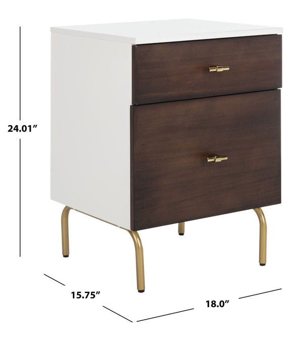 Safavieh Genevieve 2-Drawer Nightstand – Timeless Vintage Charm With Modern Design For Every Bedroom Style Walnut / White / Gold NST5002B