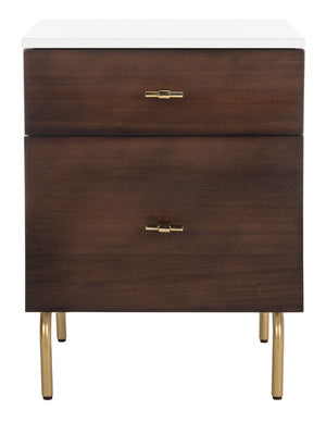 Safavieh Genevieve 2-Drawer Nightstand – Timeless Vintage Charm With Modern Design For Every Bedroom Style Walnut / White / Gold NST5002B