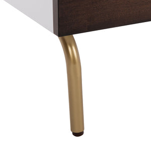 Safavieh Genevieve 2-Drawer Nightstand – Timeless Vintage Charm With Modern Design For Every Bedroom Style Walnut / White / Gold NST5002B