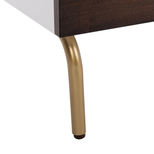 Safavieh Genevieve 2-Drawer Nightstand – Timeless Vintage Charm With Modern Design For Every Bedroom Style Walnut / White / Gold NST5002B
