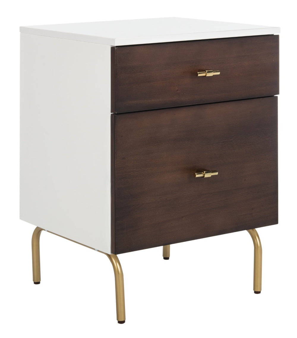 Safavieh Genevieve 2-Drawer Nightstand – Timeless Vintage Charm With Modern Design For Every Bedroom Style Walnut / White / Gold NST5002B