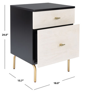 Safavieh Genevieve 2-Drawer Nightstand – Timeless Vintage Charm With Modern Design For Every Bedroom Style Black / White Washed NST5002C