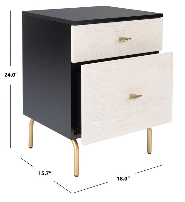 Safavieh Genevieve 2-Drawer Nightstand – Timeless Vintage Charm With Modern Design For Every Bedroom Style Black / White Washed NST5002C