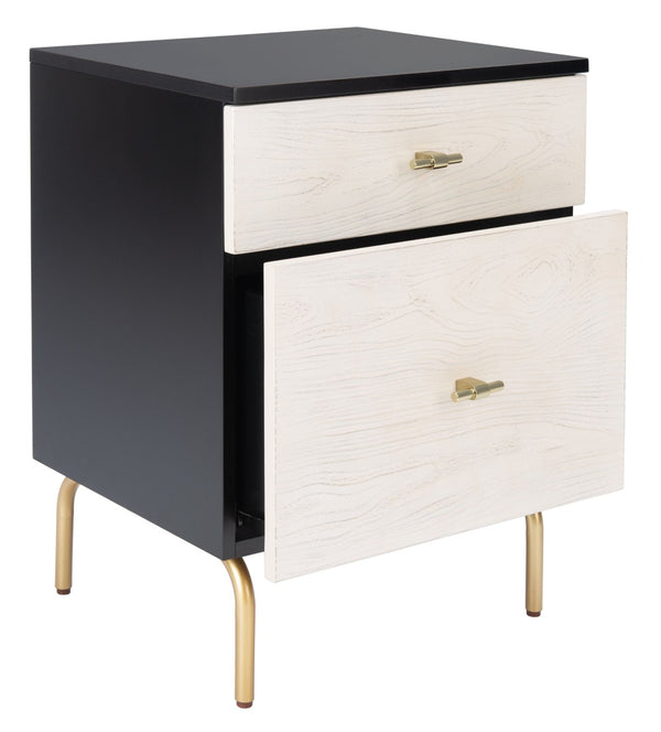 Safavieh Genevieve 2-Drawer Nightstand – Timeless Vintage Charm With Modern Design For Every Bedroom Style Black / White Washed NST5002C