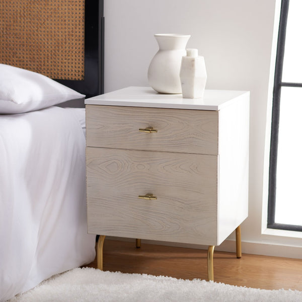 Safavieh Genevieve 2-Drawer Nightstand – Timeless Vintage Charm With Modern Design For Every Bedroom Style White / White Washed NST5002D