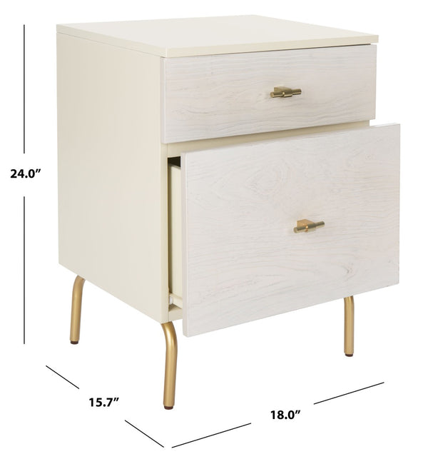 Safavieh Genevieve 2-Drawer Nightstand – Timeless Vintage Charm With Modern Design For Every Bedroom Style Cream / White Washed NST5002E