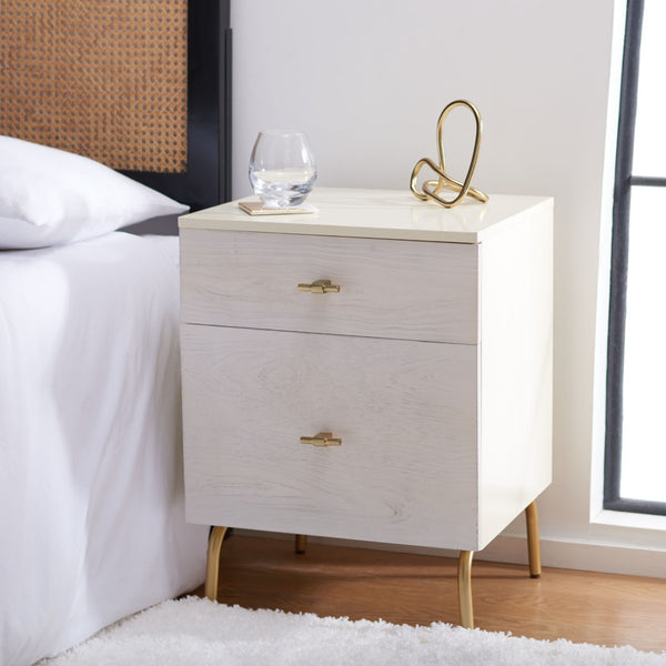 Safavieh Genevieve 2-Drawer Nightstand – Timeless Vintage Charm With Modern Design For Every Bedroom Style Cream / White Washed NST5002E