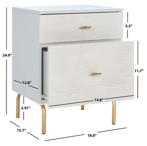 Safavieh Genevieve 2-Drawer Nightstand – Timeless Vintage Charm With Modern Design For Every Bedroom Style Grey / White Washed NST5002F