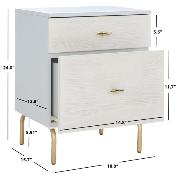 Safavieh Genevieve 2-Drawer Nightstand – Timeless Vintage Charm With Modern Design For Every Bedroom Style Grey / White Washed NST5002F