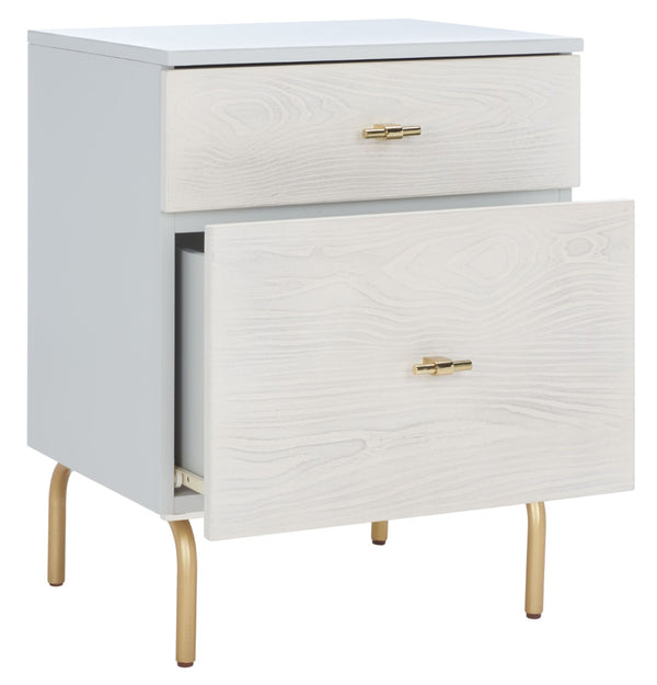 Safavieh Genevieve 2-Drawer Nightstand – Timeless Vintage Charm With Modern Design For Every Bedroom Style Grey / White Washed NST5002F