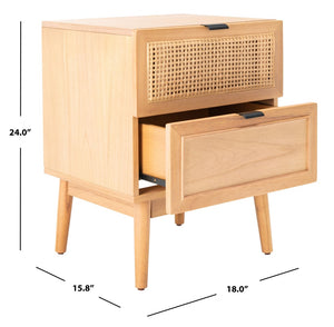 Safavieh Baisley 2-Drawer Nightstand - Mid-Century Charm Meets Coastal Style For Your Dream Bedroom Decor Natural NST5003A