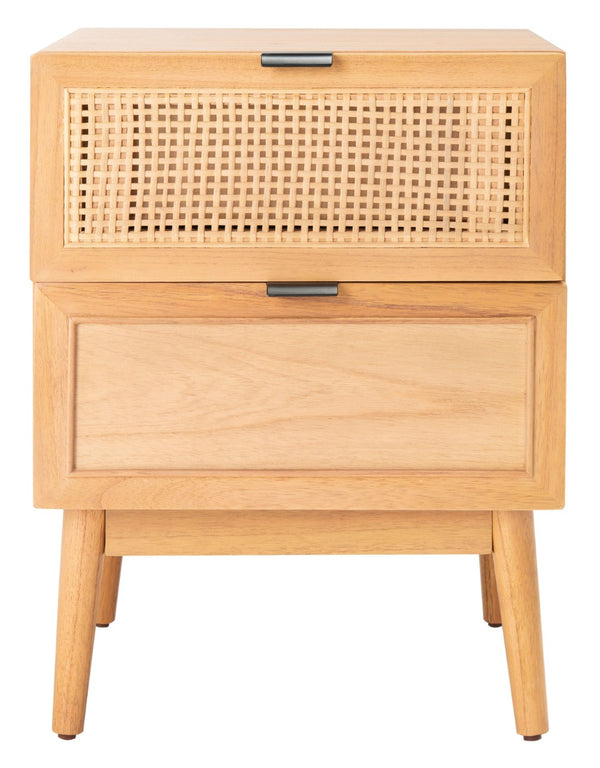 Safavieh Baisley 2-Drawer Nightstand - Mid-Century Charm Meets Coastal Style For Your Dream Bedroom Decor Natural NST5003A