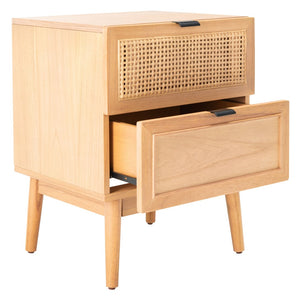Safavieh Baisley 2-Drawer Nightstand - Mid-Century Charm Meets Coastal Style For Your Dream Bedroom Decor Natural NST5003A