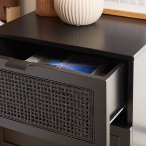 Safavieh Baisley 2-Drawer Nightstand - Mid-Century Charm Meets Coastal Style For Your Dream Bedroom Decor Black NST5003B