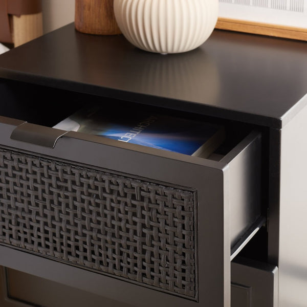 Safavieh Baisley 2-Drawer Nightstand - Mid-Century Charm Meets Coastal Style For Your Dream Bedroom Decor Black NST5003B