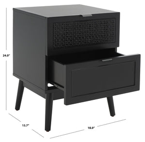 Safavieh Baisley 2-Drawer Nightstand - Mid-Century Charm Meets Coastal Style For Your Dream Bedroom Decor Black NST5003B