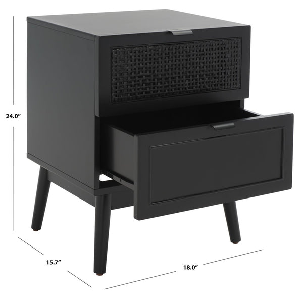 Safavieh Baisley 2-Drawer Nightstand - Mid-Century Charm Meets Coastal Style For Your Dream Bedroom Decor Black NST5003B