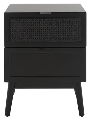 Safavieh Baisley 2-Drawer Nightstand - Mid-Century Charm Meets Coastal Style For Your Dream Bedroom Decor Black NST5003B