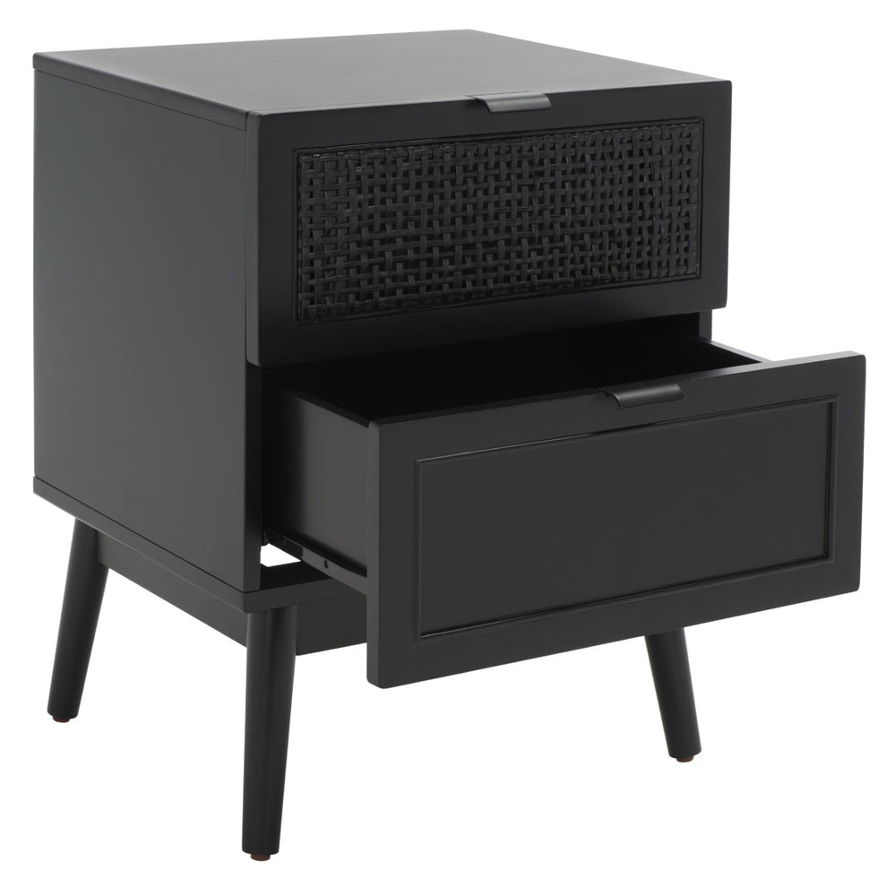 Safavieh Baisley 2-Drawer Nightstand - Mid-Century Charm Meets Coastal Style For Your Dream Bedroom Decor Black NST5003B