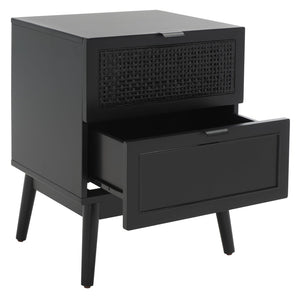 Safavieh Baisley 2-Drawer Nightstand - Mid-Century Charm Meets Coastal Style For Your Dream Bedroom Decor Black NST5003B
