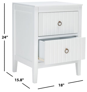 Safavieh Tegan 2-Drawer Nightstand - Modern White Mahogany Design With Antique Brass Pulls For Stylish Storage NST5004A
