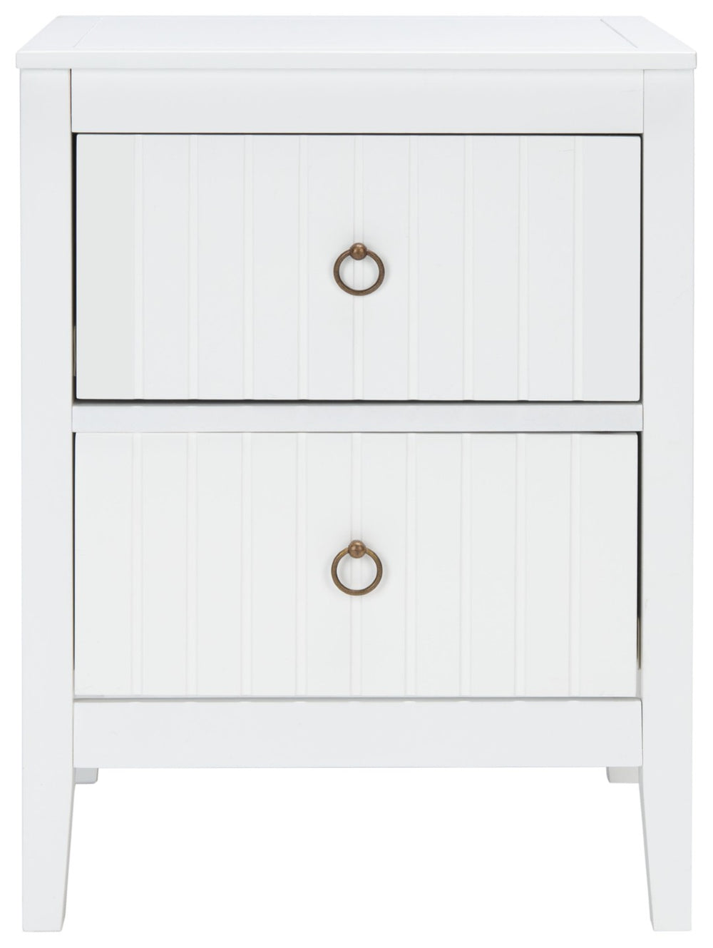 Safavieh Tegan 2-Drawer Nightstand - Modern White Mahogany Design With Antique Brass Pulls For Stylish Storage NST5004A