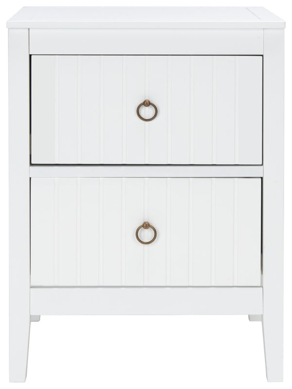 Safavieh Tegan 2-Drawer Nightstand - Modern White Mahogany Design With Antique Brass Pulls For Stylish Storage NST5004A