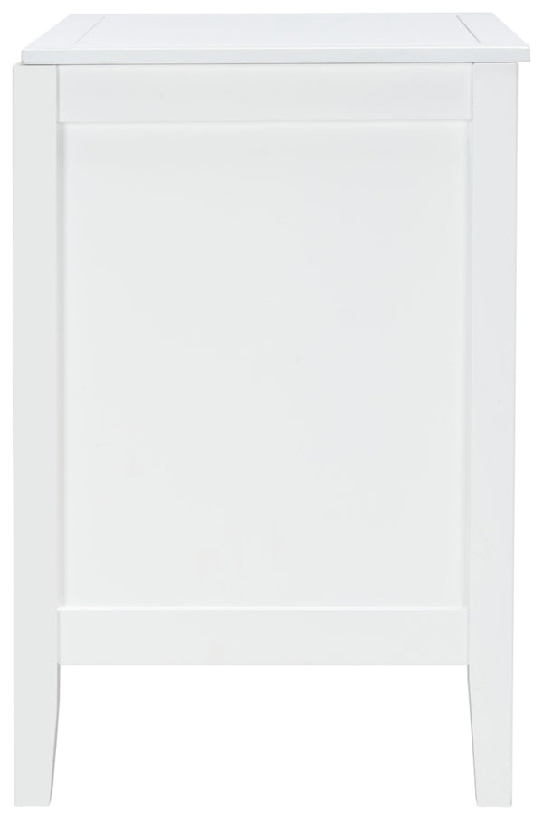 Safavieh Tegan 2-Drawer Nightstand - Modern White Mahogany Design With Antique Brass Pulls For Stylish Storage NST5004A