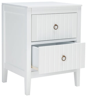 Safavieh Tegan 2-Drawer Nightstand - Modern White Mahogany Design With Antique Brass Pulls For Stylish Storage NST5004A