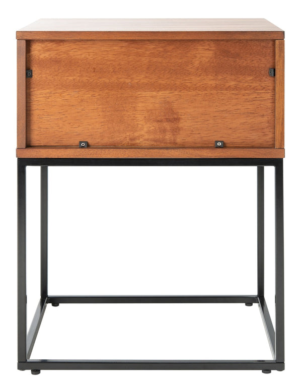Safavieh Marquise 1-Drawer Nightstand: Modern Industrial Design With Warm Mahogany & Metal Frame Storage Solution NST5005A