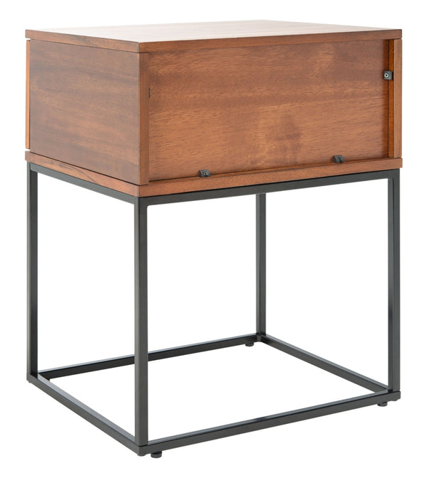 Safavieh Marquise 1-Drawer Nightstand: Modern Industrial Design With Warm Mahogany & Metal Frame Storage Solution NST5005A