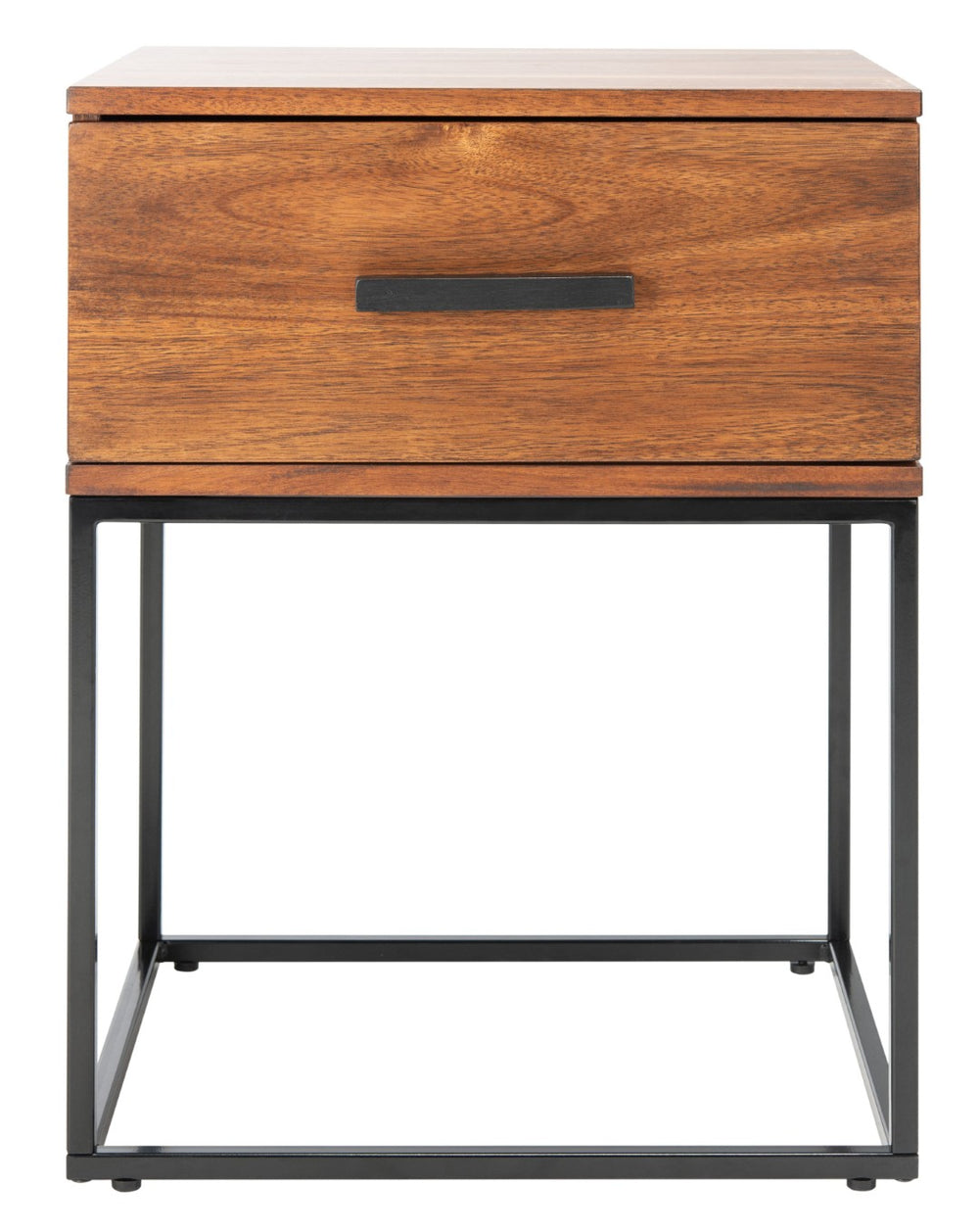 Safavieh Marquise 1-Drawer Nightstand: Modern Industrial Design With Warm Mahogany & Metal Frame Storage Solution NST5005A