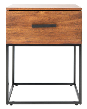 Safavieh Marquise 1-Drawer Nightstand: Modern Industrial Design With Warm Mahogany & Metal Frame Storage Solution NST5005A