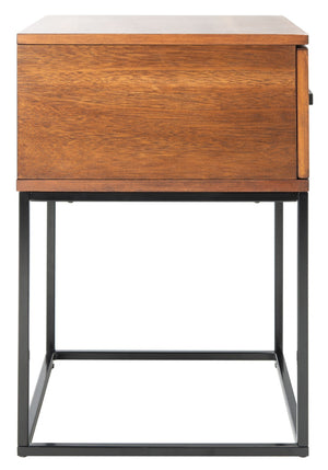 Safavieh Marquise 1-Drawer Nightstand: Modern Industrial Design With Warm Mahogany & Metal Frame Storage Solution NST5005A