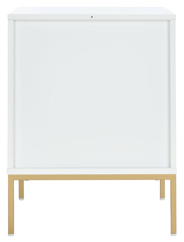 Safavieh Zadie Coastal Chic 2-Drawer Nightstand With Rattan Fronts For Stylish Bedroom Storage Solutions White With Natural Rattan / Gold Legs NST5007B