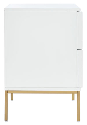 Safavieh Zadie Coastal Chic 2-Drawer Nightstand With Rattan Fronts For Stylish Bedroom Storage Solutions White With Natural Rattan / Gold Legs NST5007B