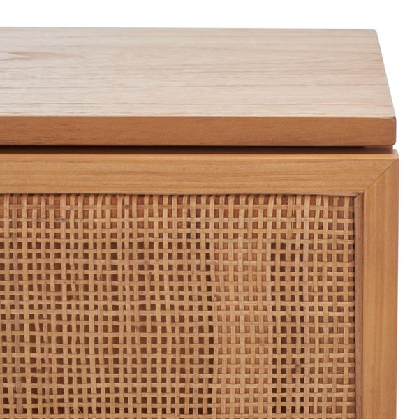 Safavieh Zadie Coastal Chic 2-Drawer Nightstand With Rattan Fronts For Stylish Bedroom Storage Solutions Natural With Natural Rattan / Black Legs NST5007C