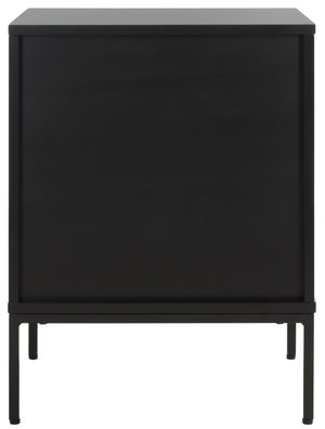 Safavieh Zadie Coastal Chic 2-Drawer Nightstand With Rattan Fronts For Stylish Bedroom Storage Solutions Black With Natural Rattan / Black Legs NST5007D